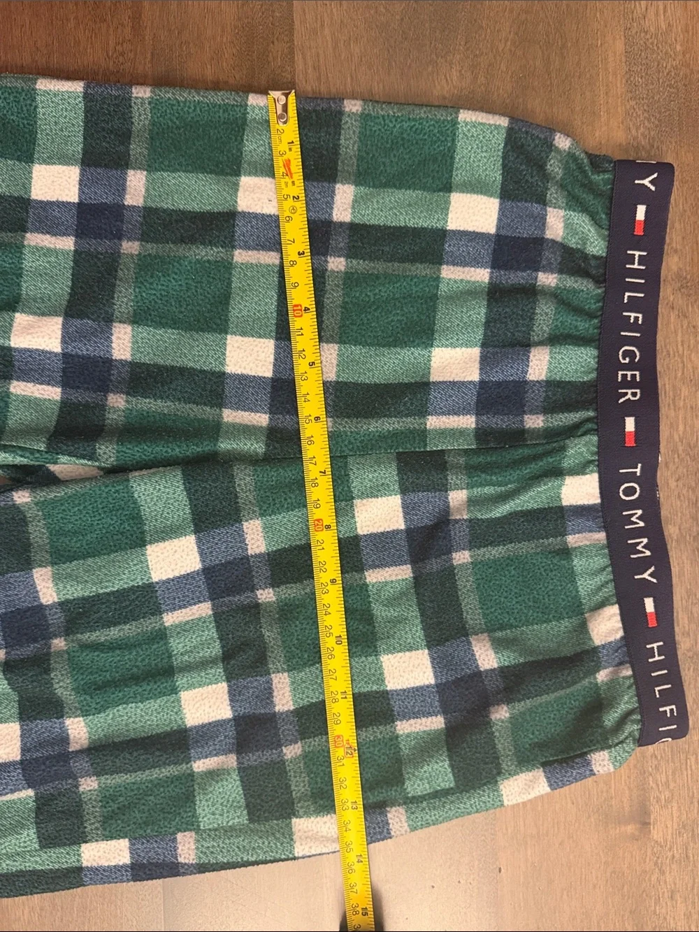 Tommy Hilfiger Kids Green and Navy Plaid Fleece Pajama Bottoms